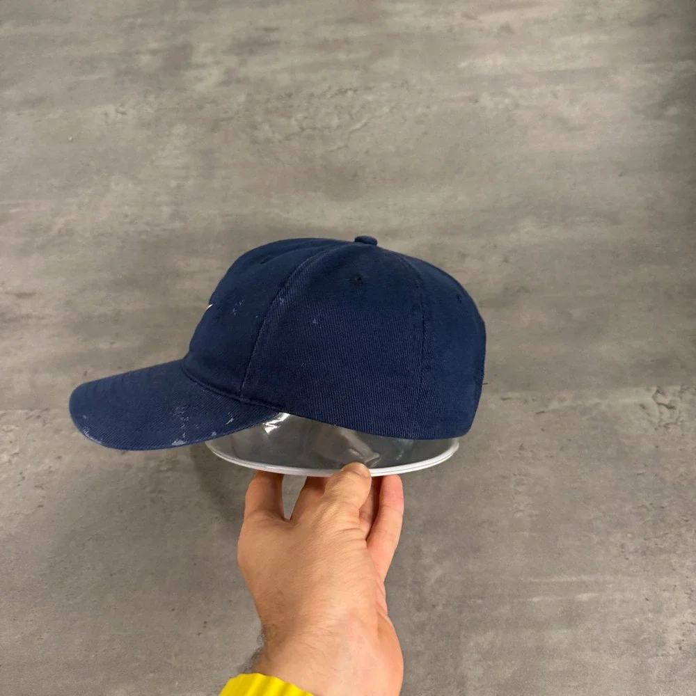 Vintage Nike Snapback Hat Baseball Cap Distressed Navy Blue Embroidered Swoosh